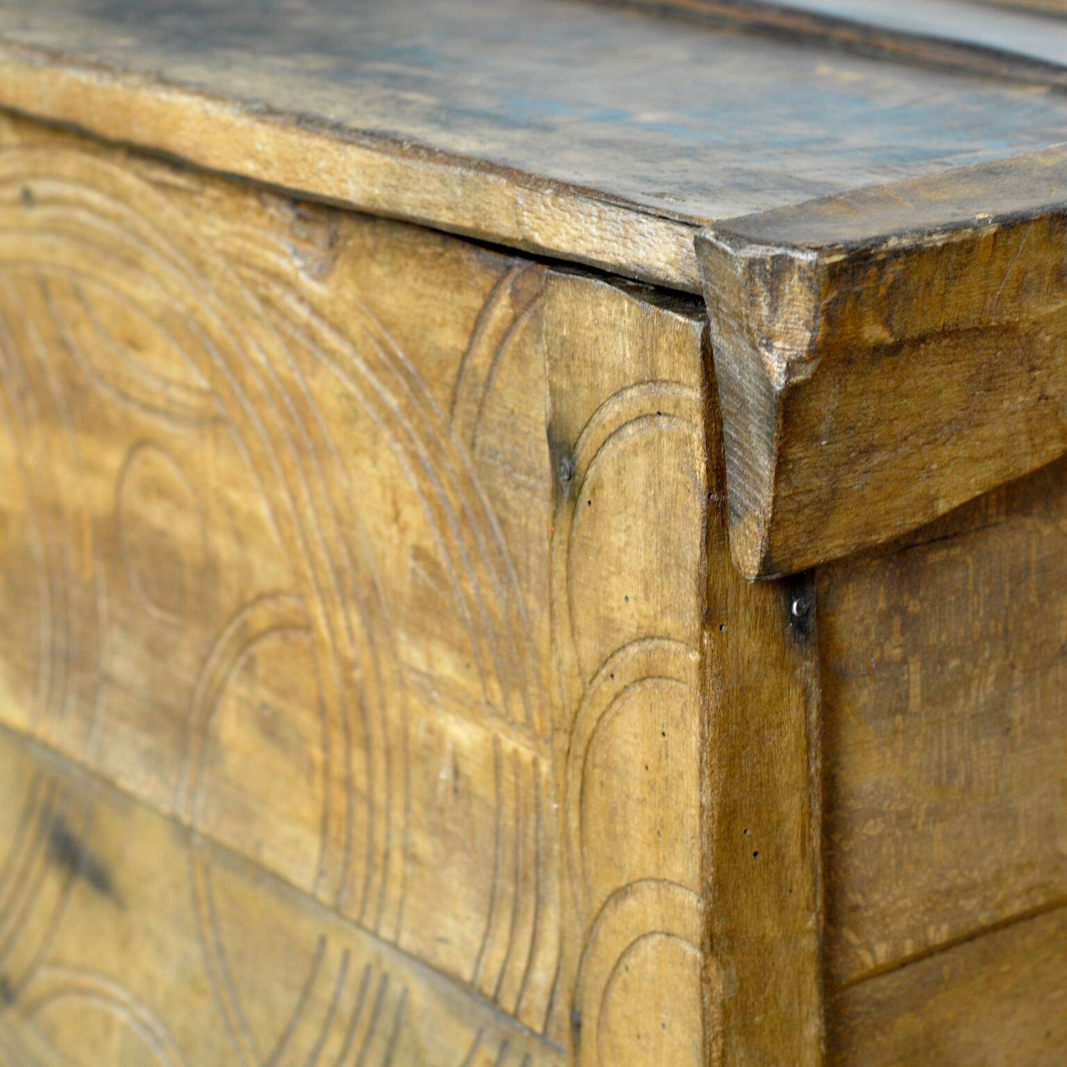 Antique beech shepherd's chest, 1850s