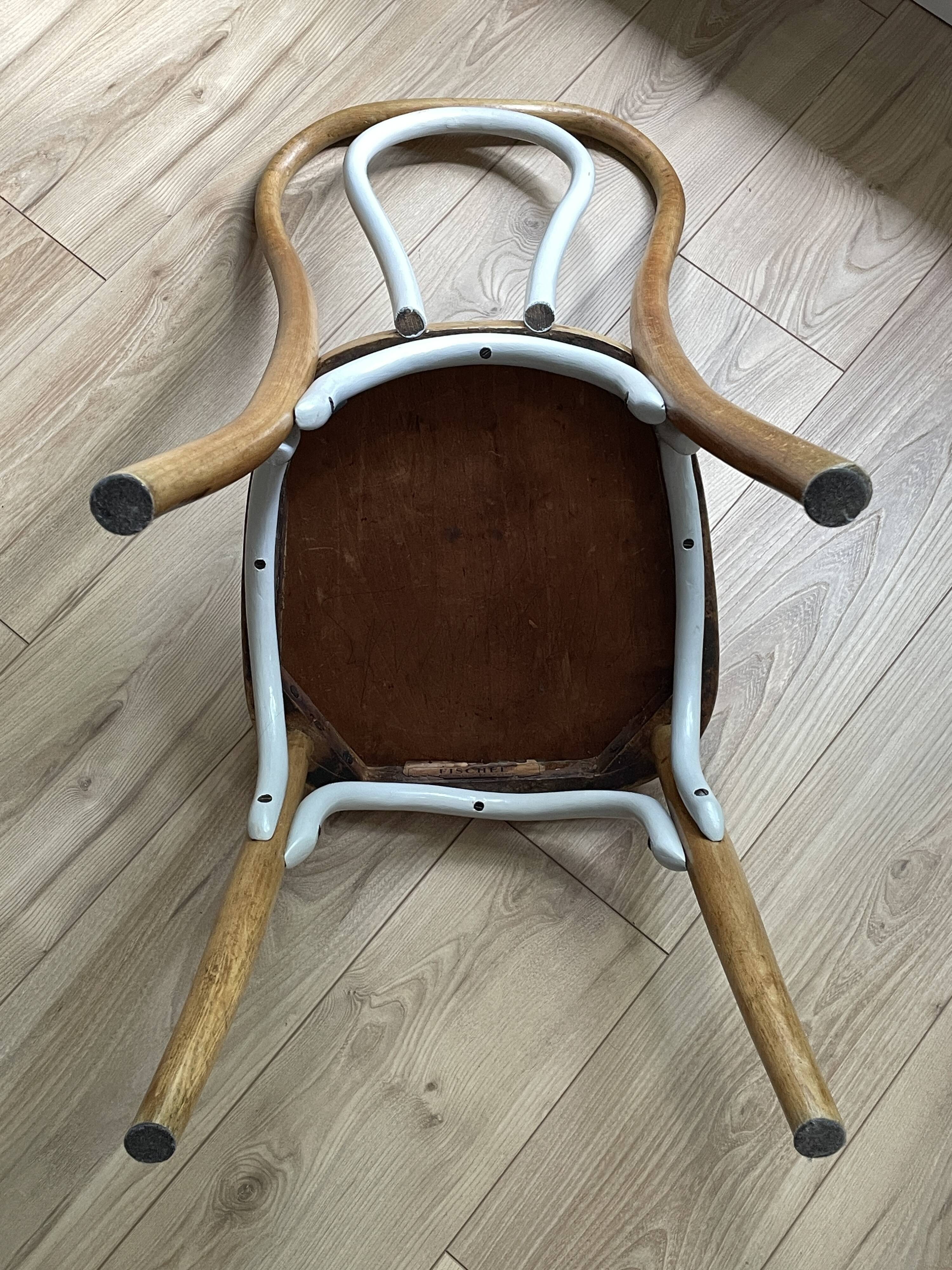 Set of 3 FISCHEL stamped bentwood bistro chairs from 1920-40.