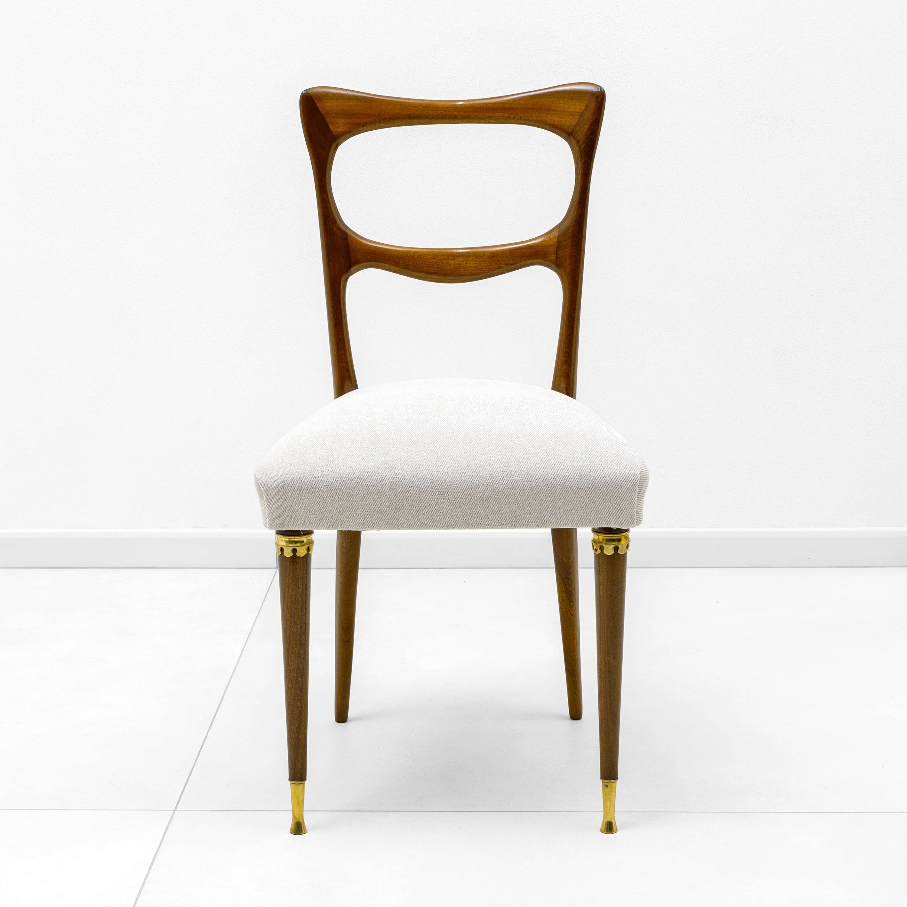 Attributed to Paolo Buffa Mid-Century Modern Dinning Chairs, 1950s, Set of