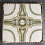 Ceramic tile trivet with vintage pattern woven wicker outline