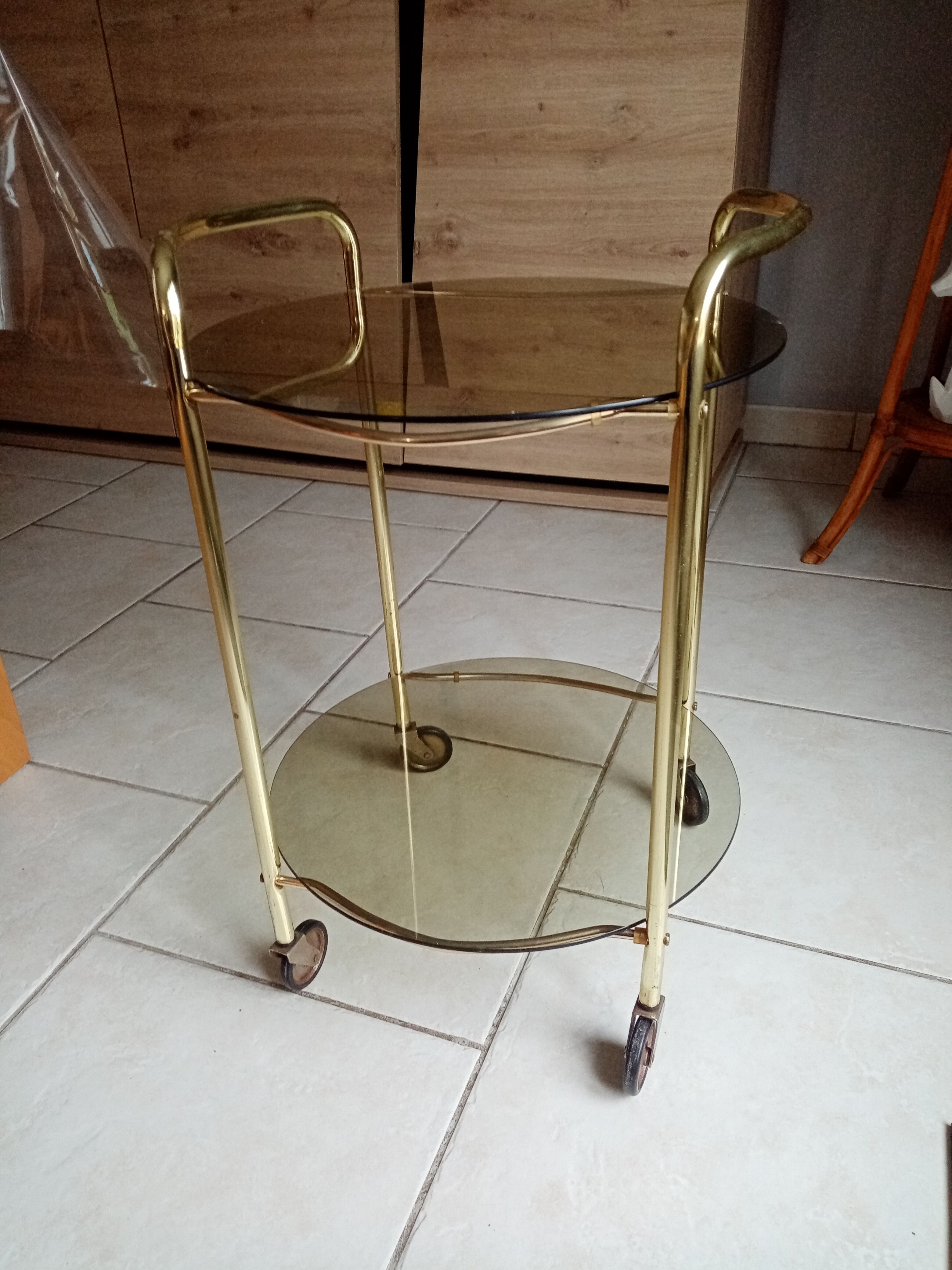 Desserte laiton dorée  vintage années 50-60