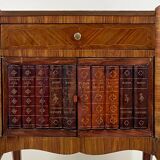 Ancien Chevet Table de Nuit Style Louis XV - Bois & Cuir