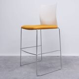 Majencia high stool in orange fabric and white plastic