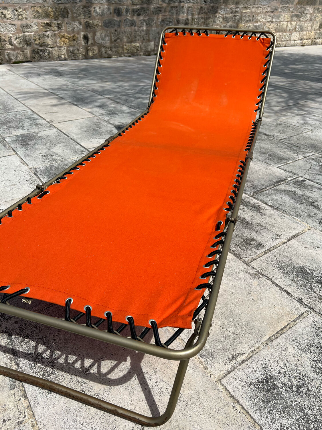 Vintage deckchair 1970 orange