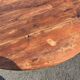 Antique rustic round wooden table 121cm, straight base