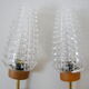 Pair of vintage wall lamps 1960 brass wood & glass
