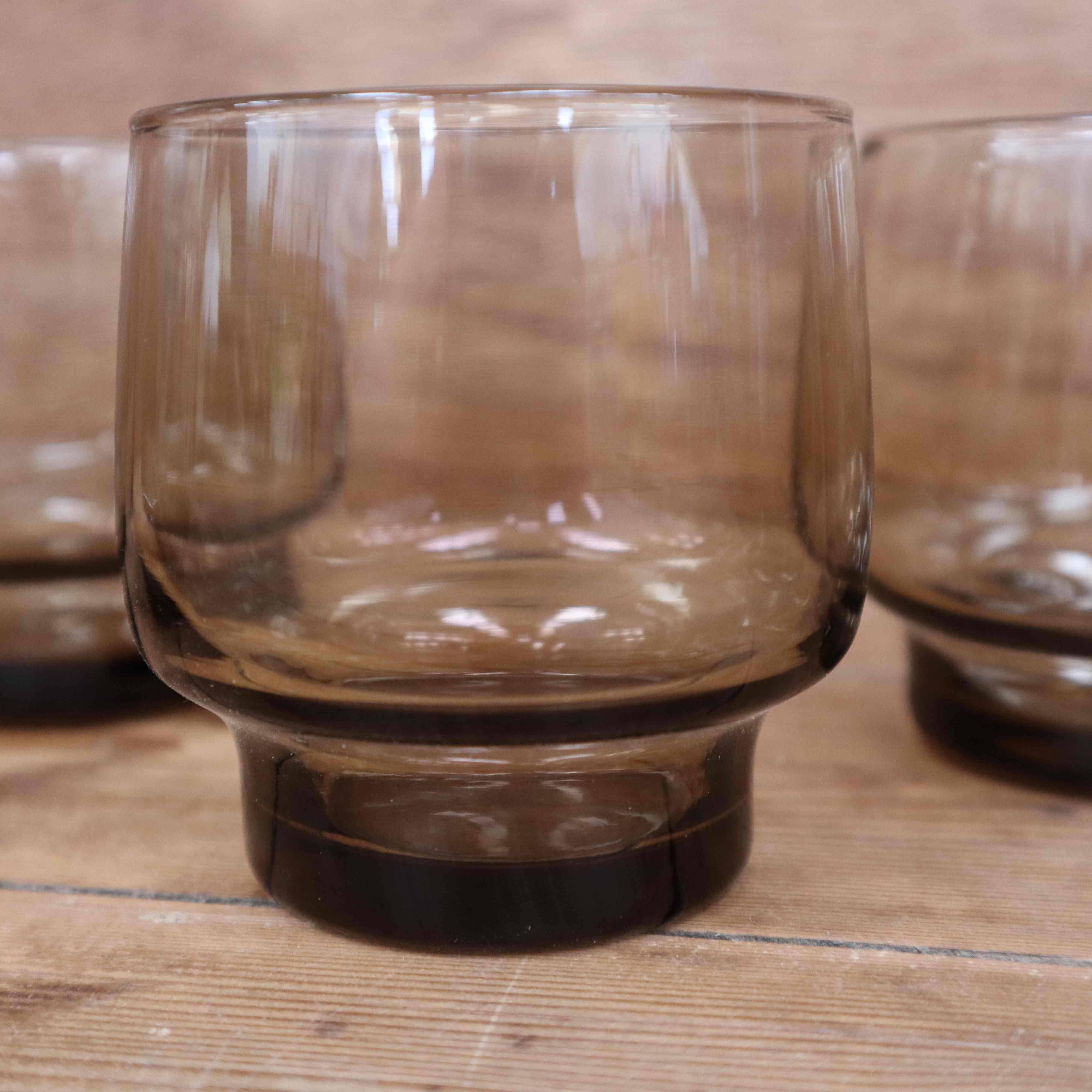Set of 6 medium luminarc smoked glass glasses