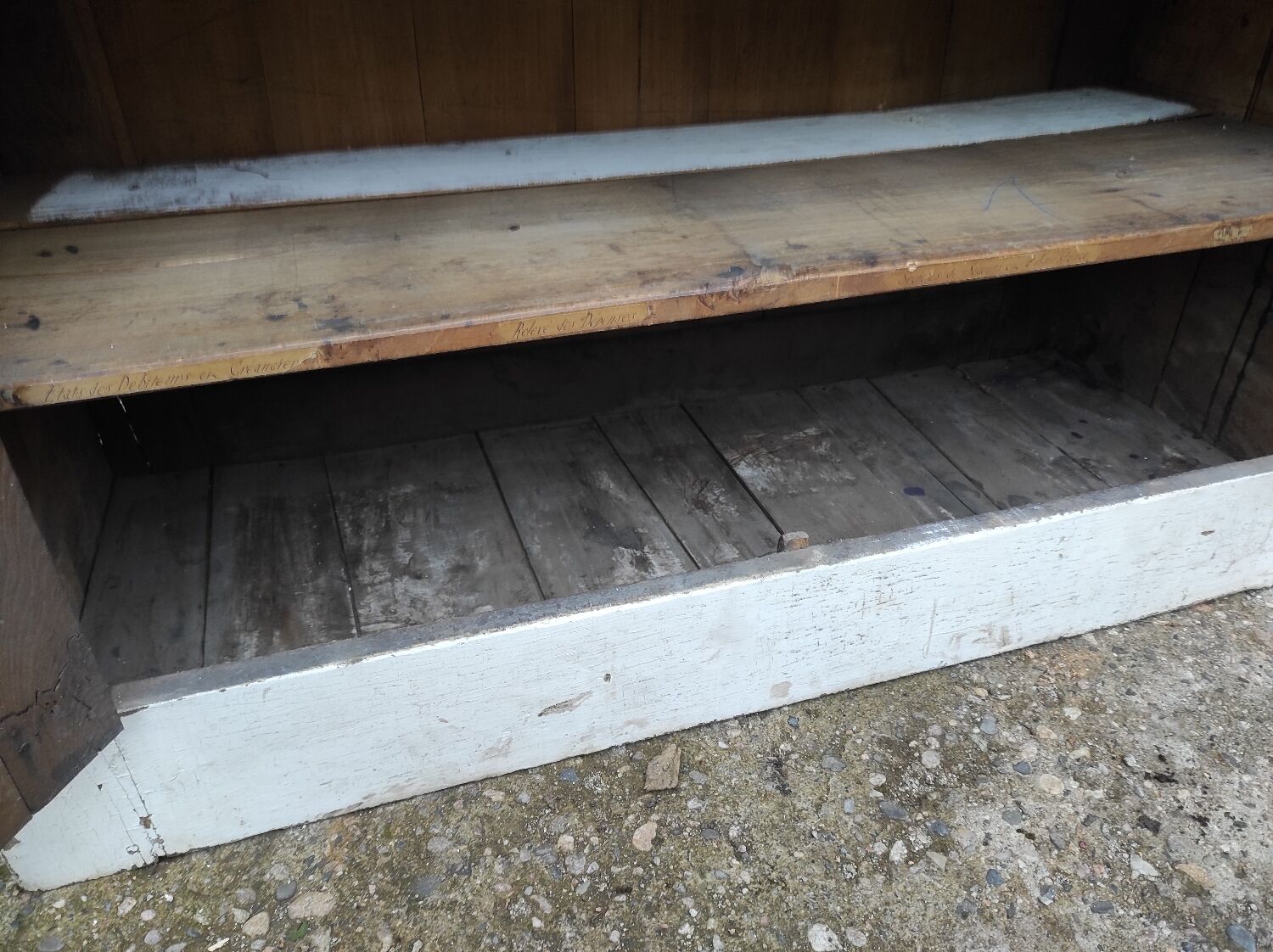 Old rustic Parisian wardrobe patinated white in oak and fir