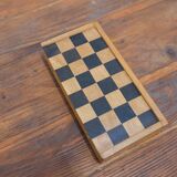 Small game of travel checkers, beech wood, 1970
