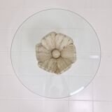 Italian "Flower" Coffee Table in Travertine With Facet-cut Round Plate, 1980s