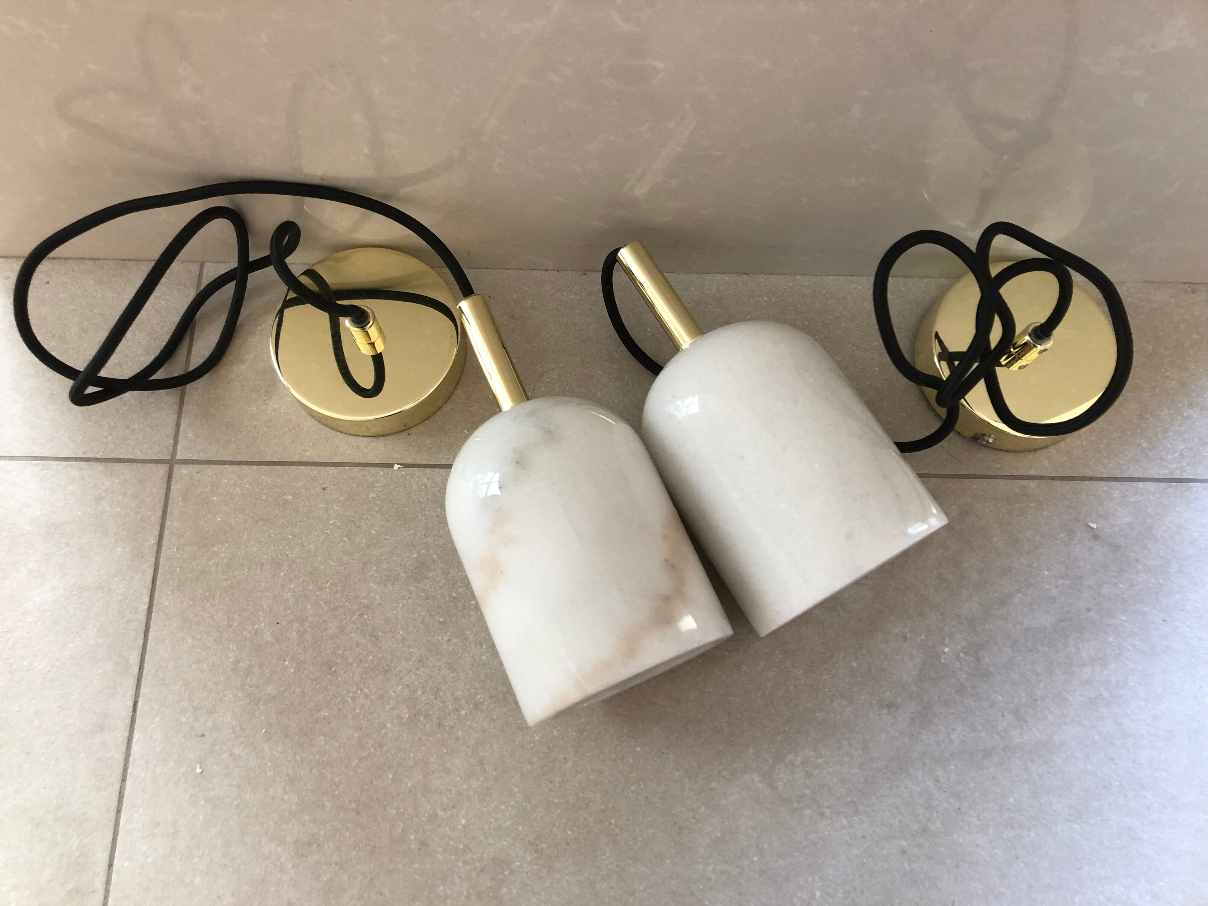 Suspension marbre et laiton