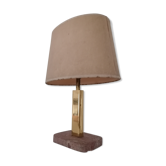 Lampe pied marbre et métal doré