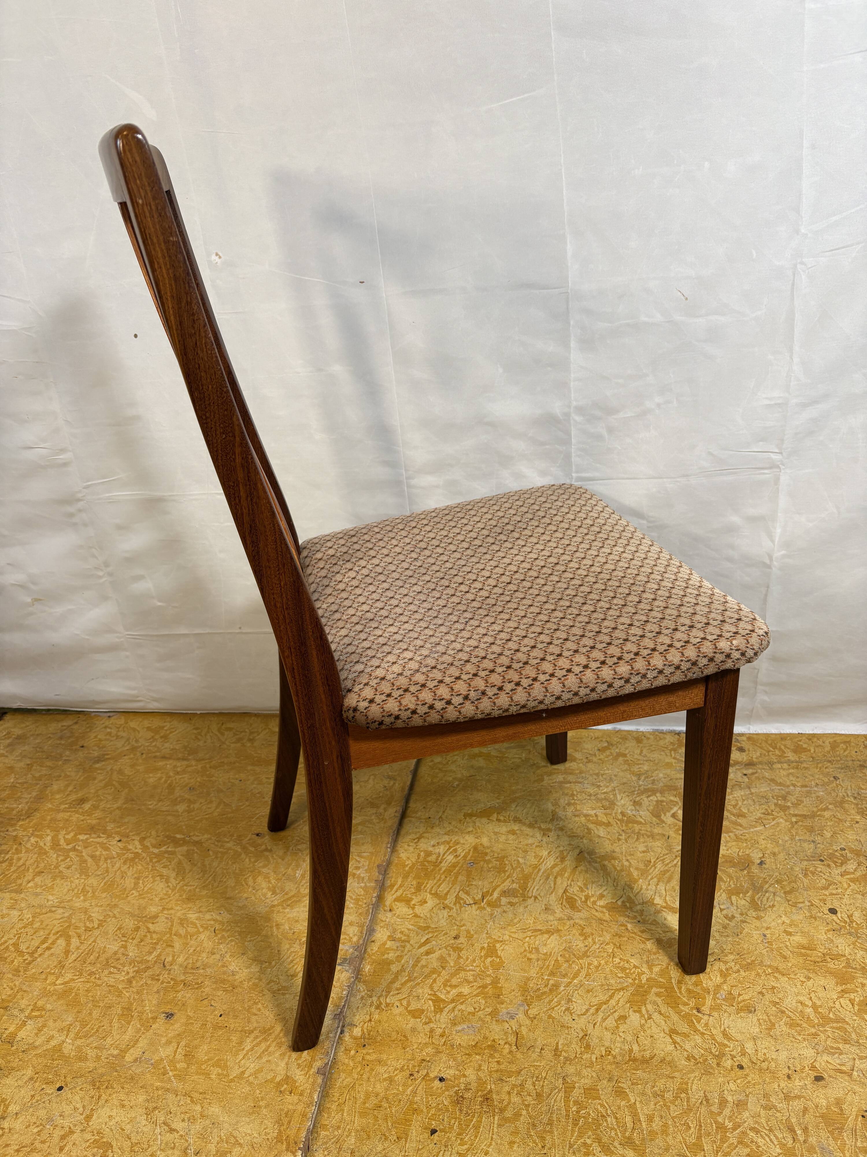 Mid century retro vintage teak and cloth dining chairs by GPlan 1970