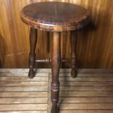 Charles dudouyt style tripod milking stool vintage wood #a582