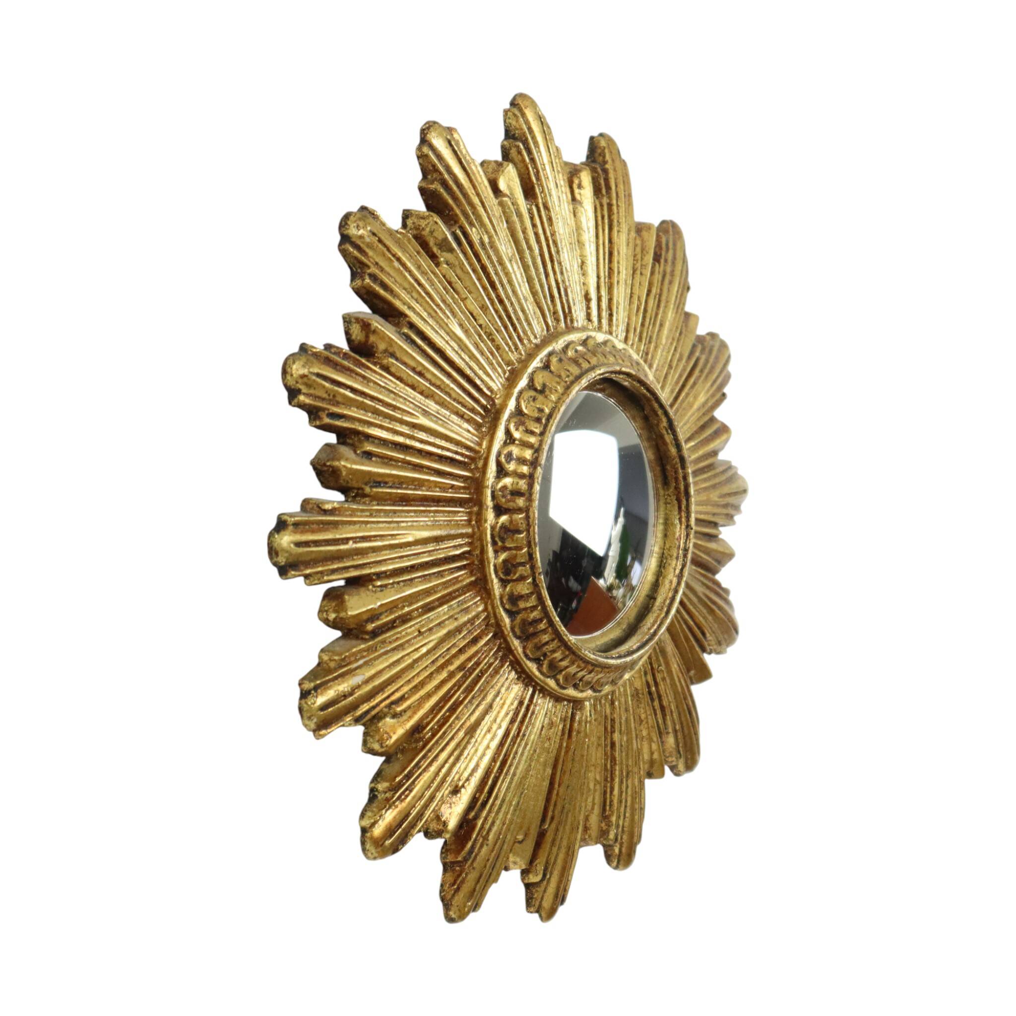 Small Sun Mirror Sunburst Mirror Gold Leaf Convex 24cm
