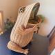 Large vintage 1970s frog magazine rack in rattan — Original fabric