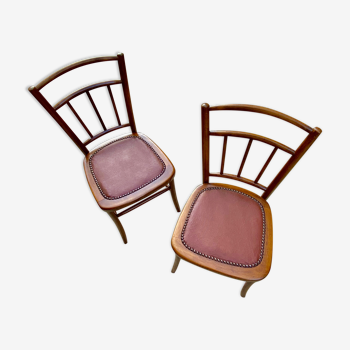 Ensemble de 2 chaises bistrot -Assises skai-Années 50