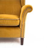 Yellow Wingback armchair, Scandinavia, 1940s