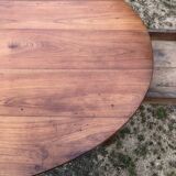 Louis Philippe oval shuttered table in solid cherry wood with 2 drawers.