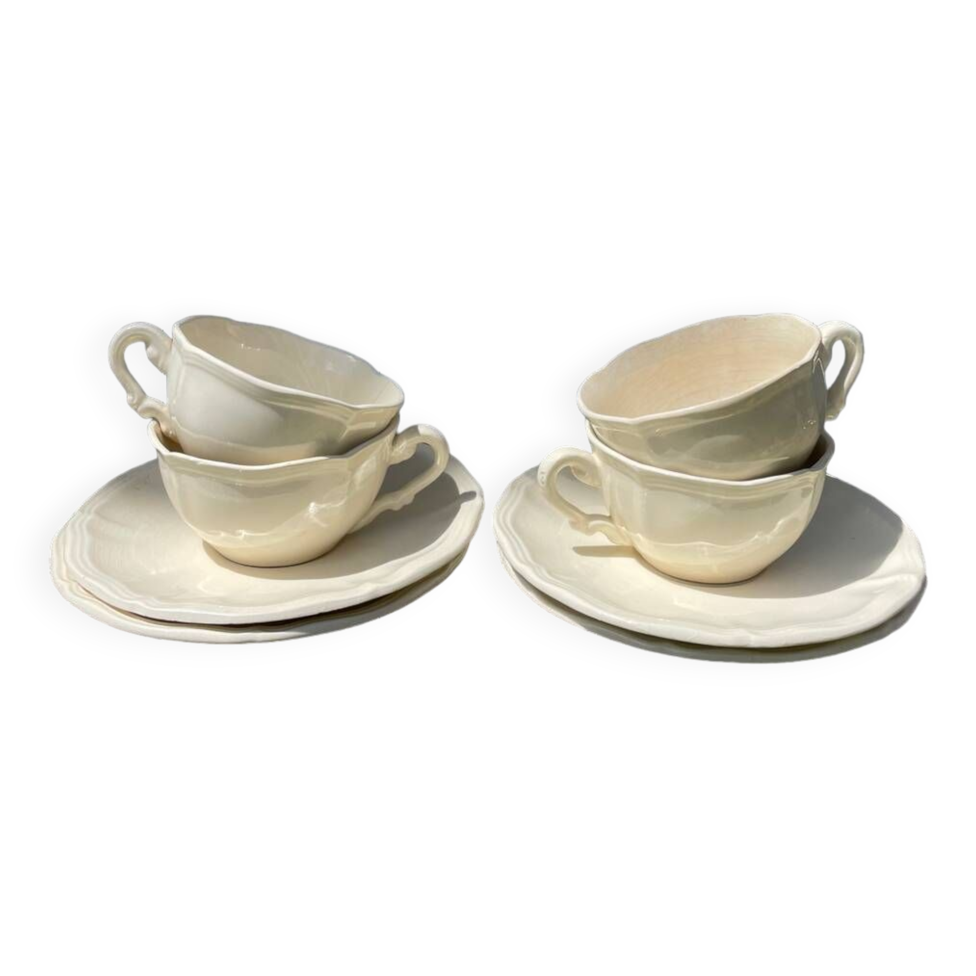 4 tasses beige Sarreguemines unies
