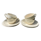 4 beige plain Sarreguemines cups