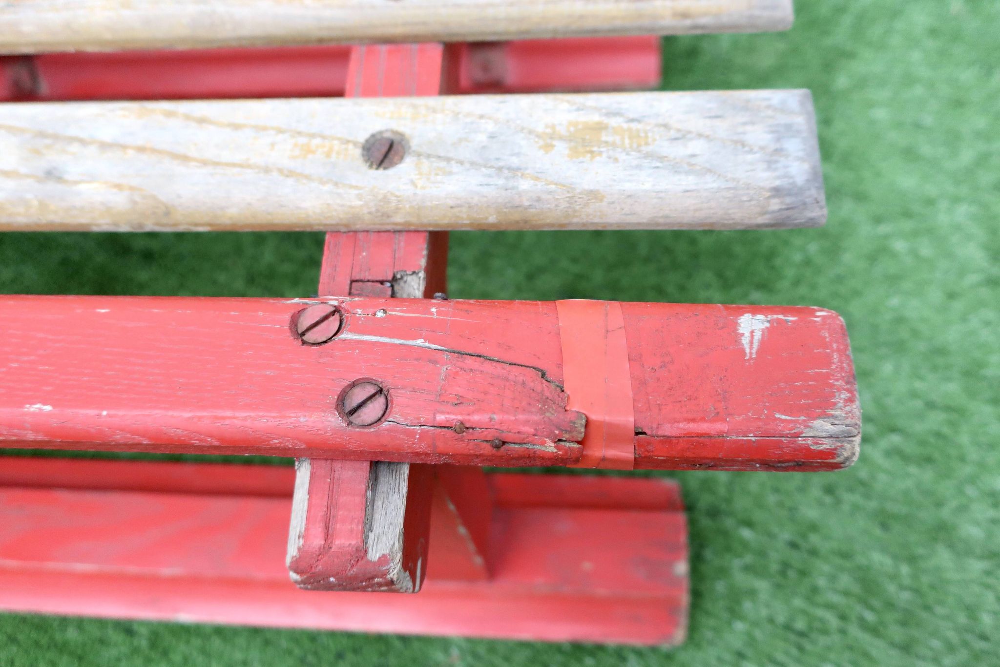 Vintage two-seater luge oak wood 1930s 106 cm