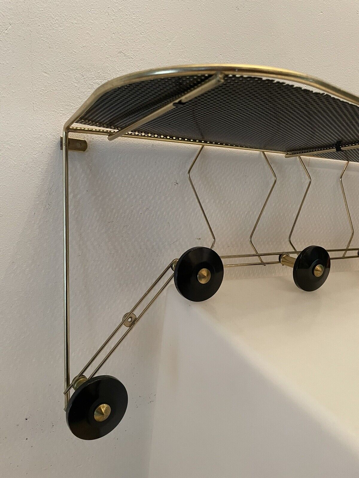 Vintage coat rack, 50s, 60's, perforated tole