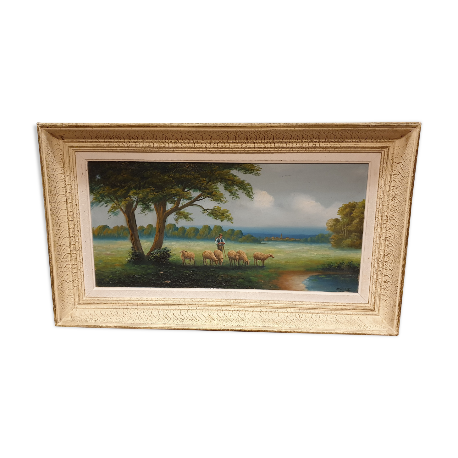 Pastoral painting oil on panel