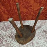 Pair of milking stools - brutalist wooden tripod