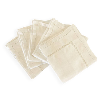 5 old openwork cotton crepe napkins