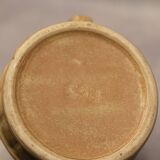 Barrel pitcher in beige enameled stoneware