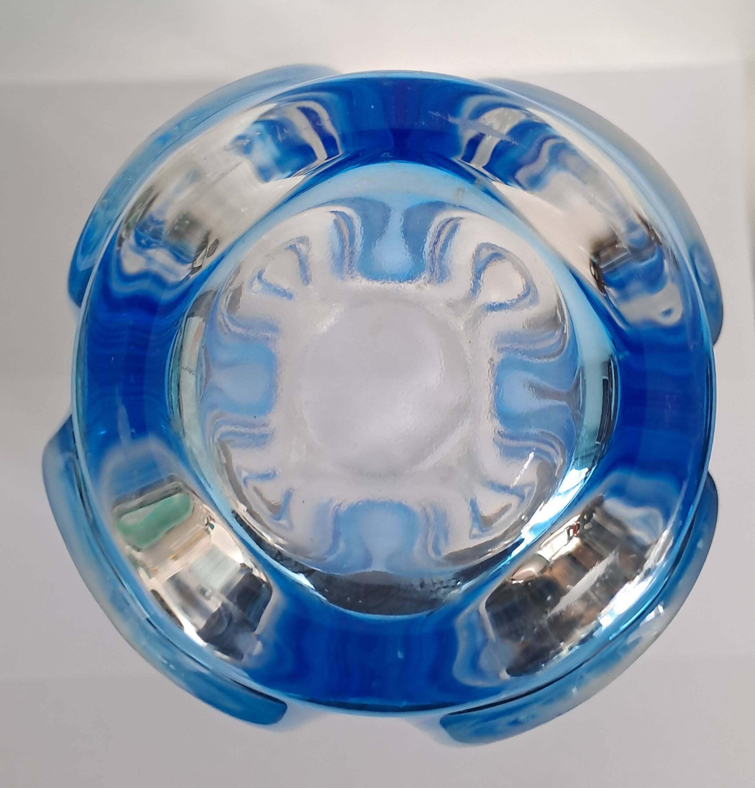 Large two-tone pressed glass vase in the Art Deco style (Walther Glas, Germany, late 20th century)