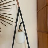 Floor lamp 50s in brass metal and opaline