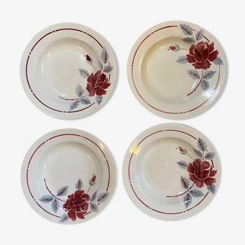 4 assiettes creuses à fleurs Hamage