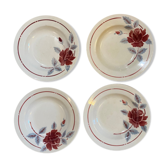 4 assiettes creuses à fleurs Hamage