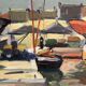 Oil on panel Boats in the port frame 20th century