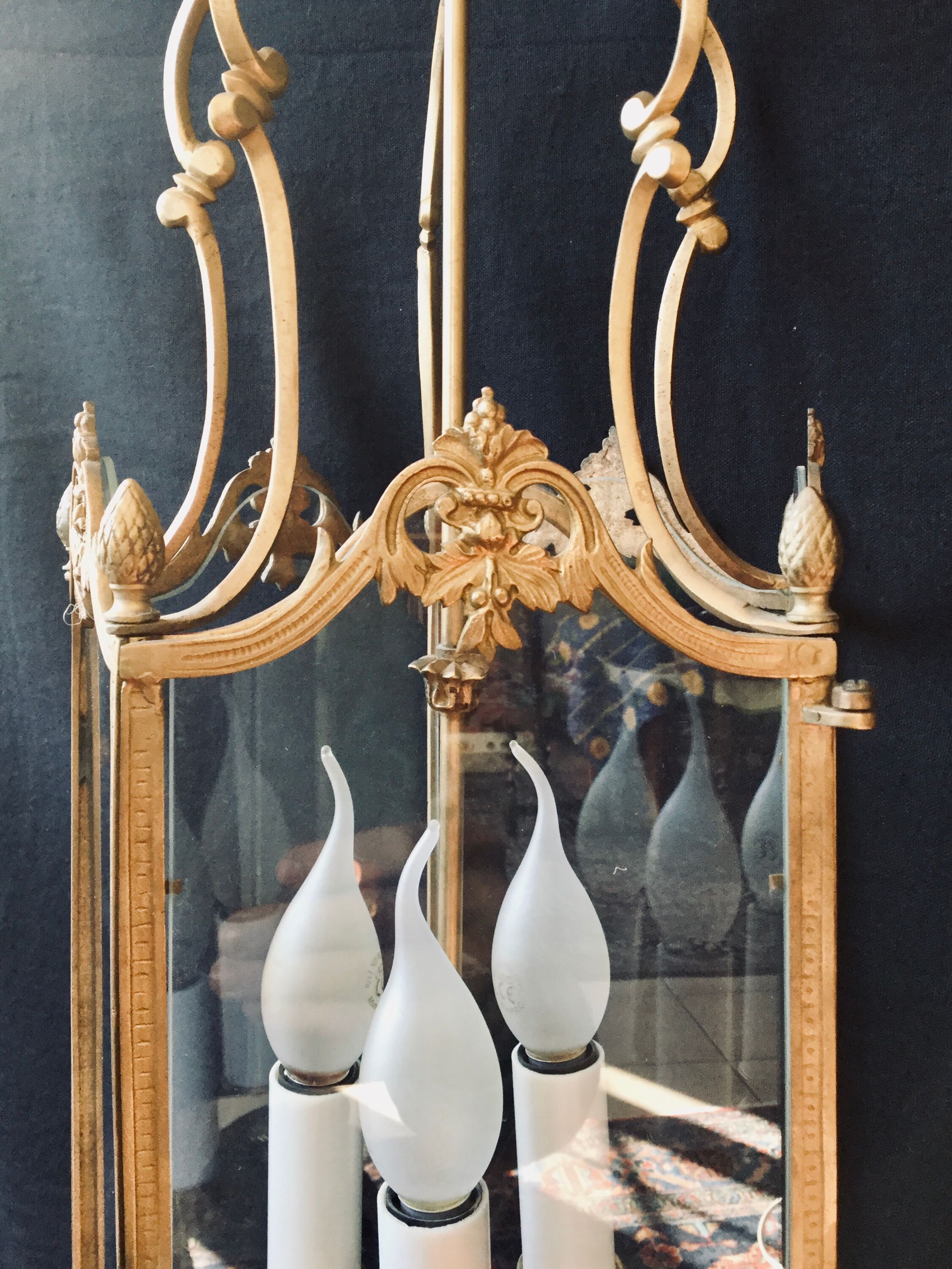 Lantern 3 lights bronze and brass