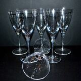 Set of 6 BEAUBOURG red wine glasses in Sèvres crystal signed H20cm