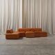 Paione modular sofa in brown leather, Claudio Salocchi, 1960s