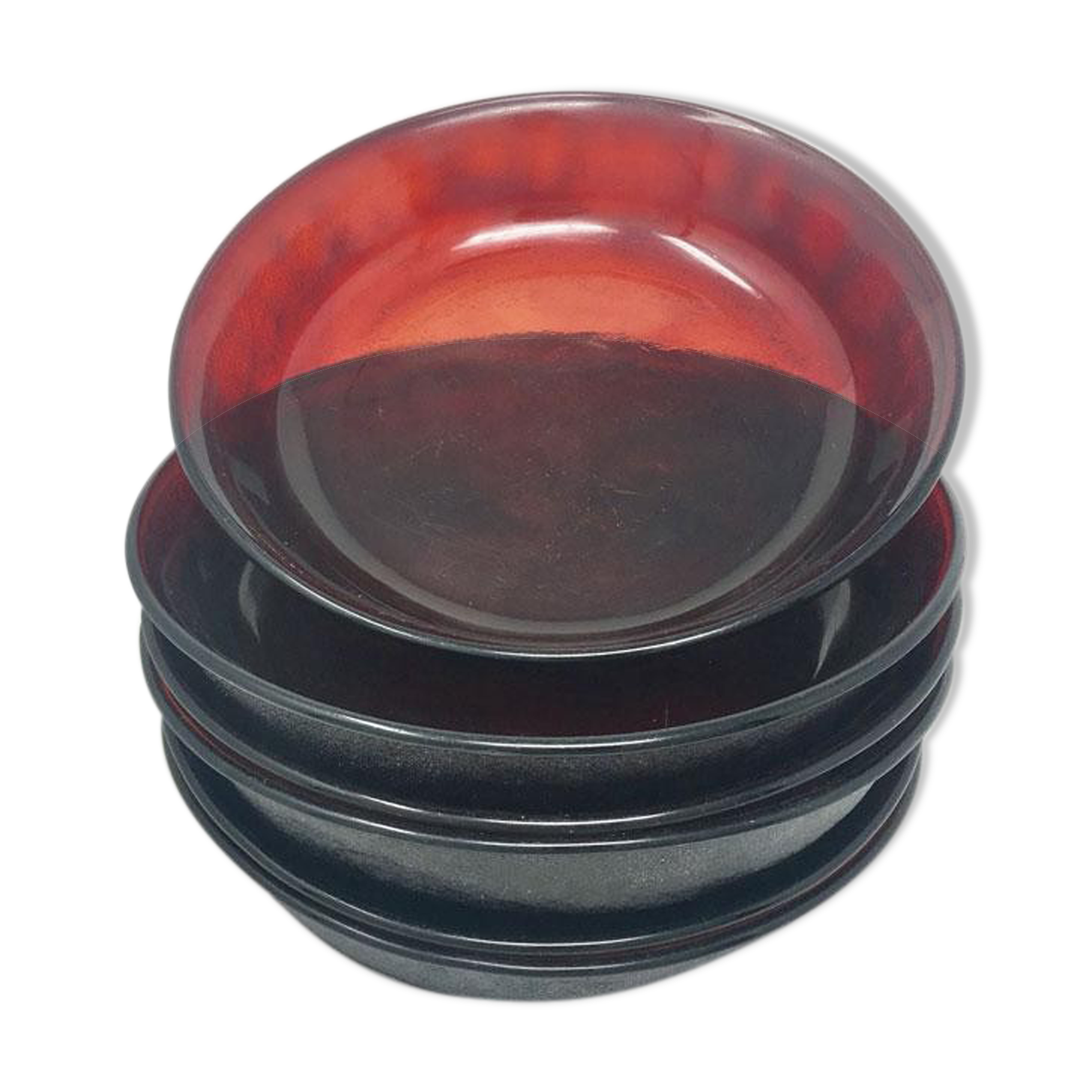 Red glass hollow plate lot