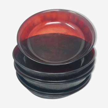 Lot d'assiette creuse en verre rouge