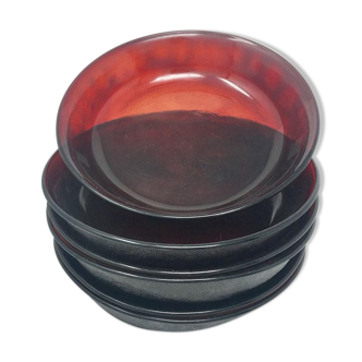 Red glass hollow plate lot