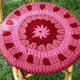 Set of 4 rattan stools and crochet covers