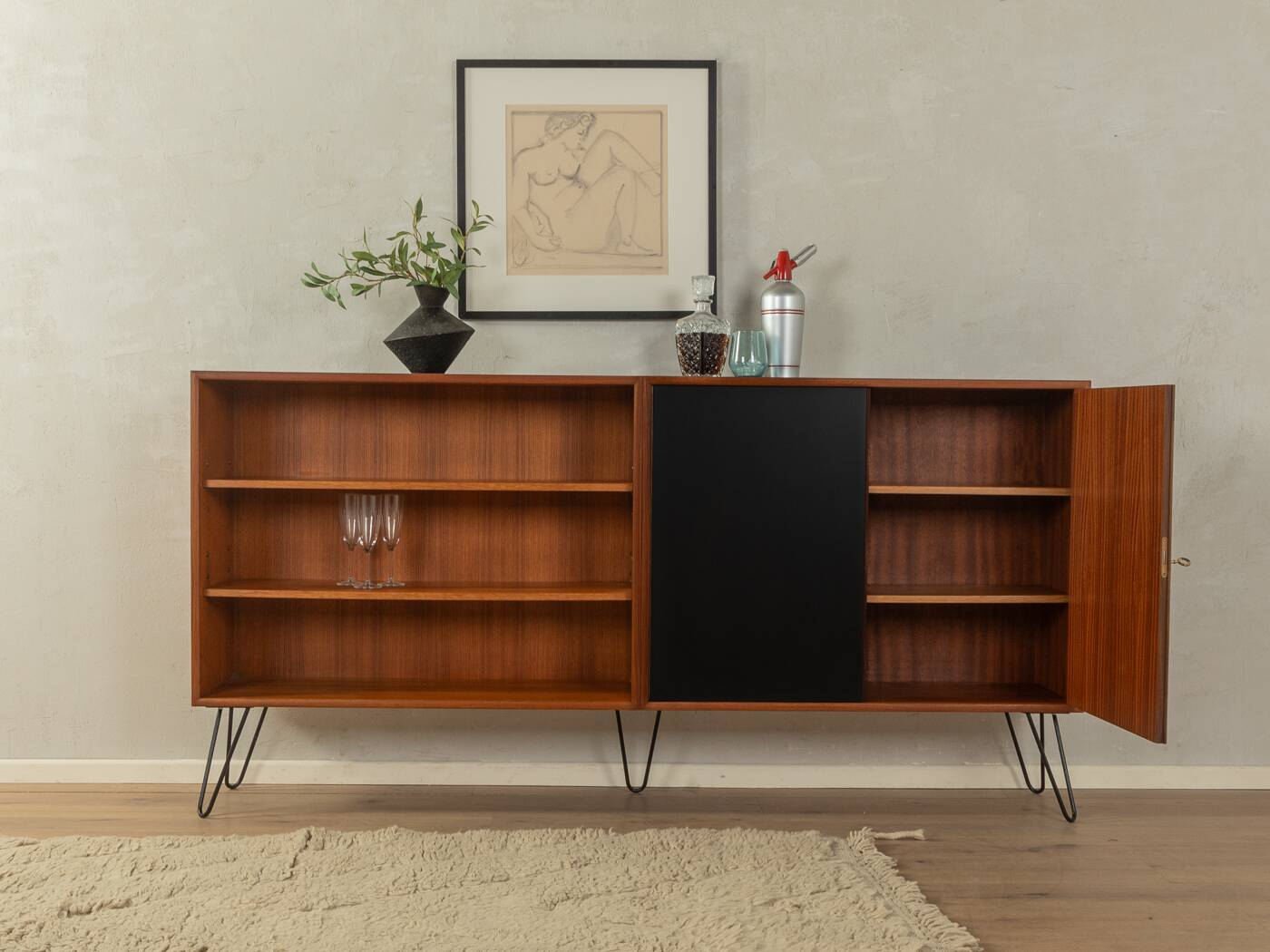 60s Sideboard with Sliding Doors, Wk Möbel