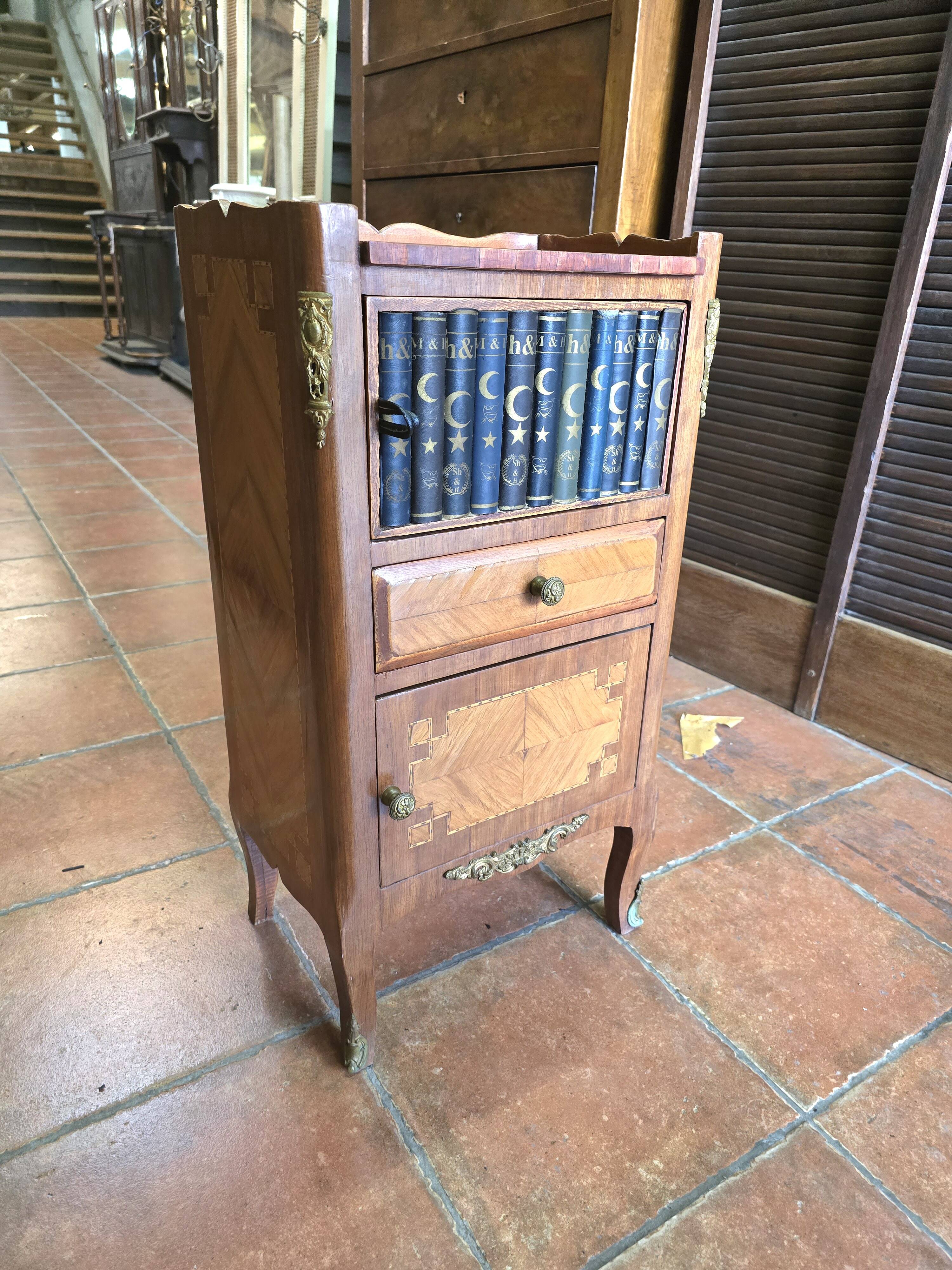 Fake book bedside table with doors