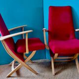 Paire de fauteuils rouges Danemark 1950