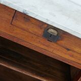 Antique French Pitch Pine & Marble Shop Counter Cabinet / Kitchen Island, 1