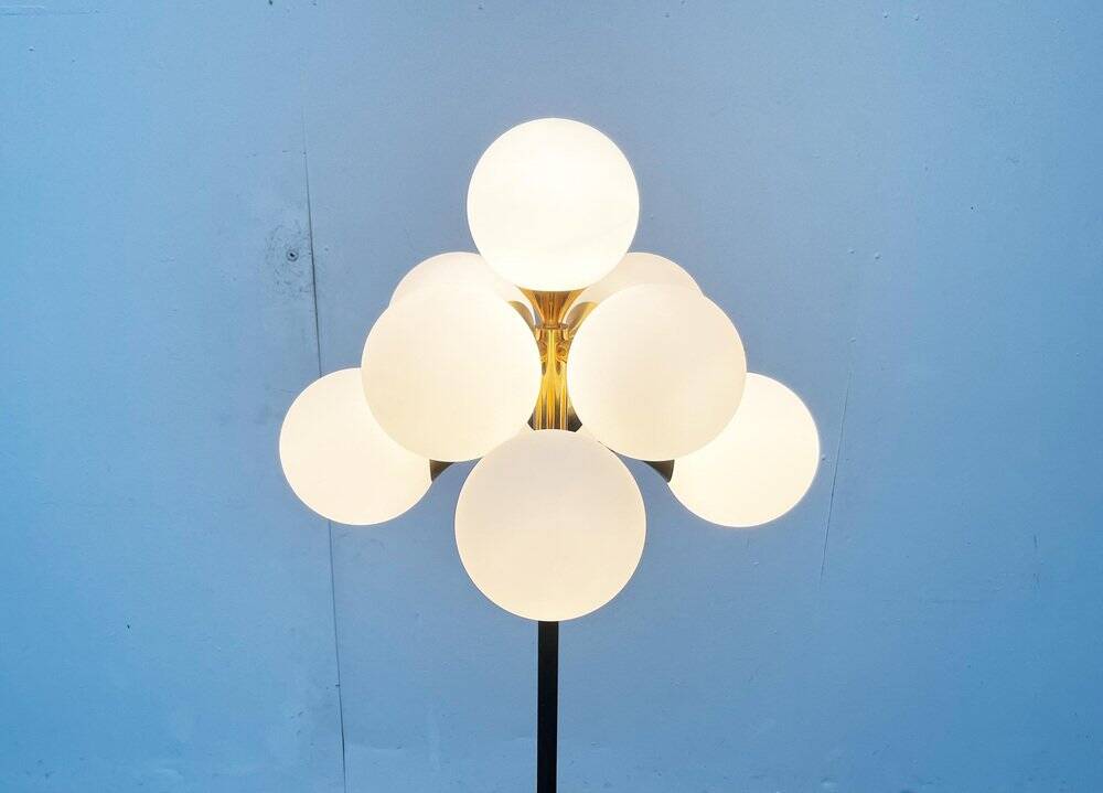 German brass floor lamp in Space Age style from the mid-century by Kaiser Leuchten, 1960s.