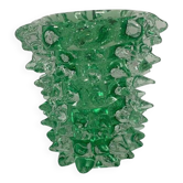 Rostrato green murano glass vase