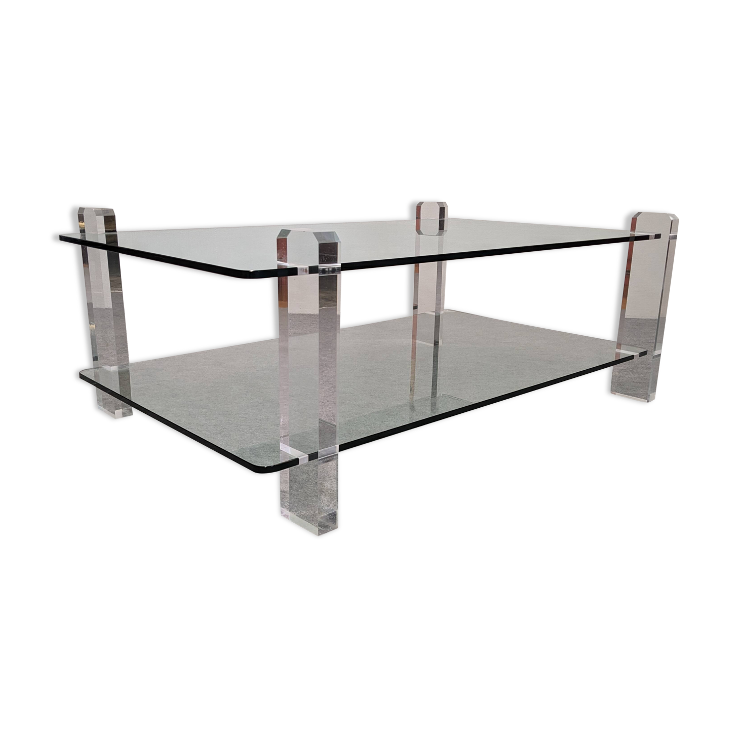 Glass and Lucite coffee table by Karl Springer, USA circa 1980